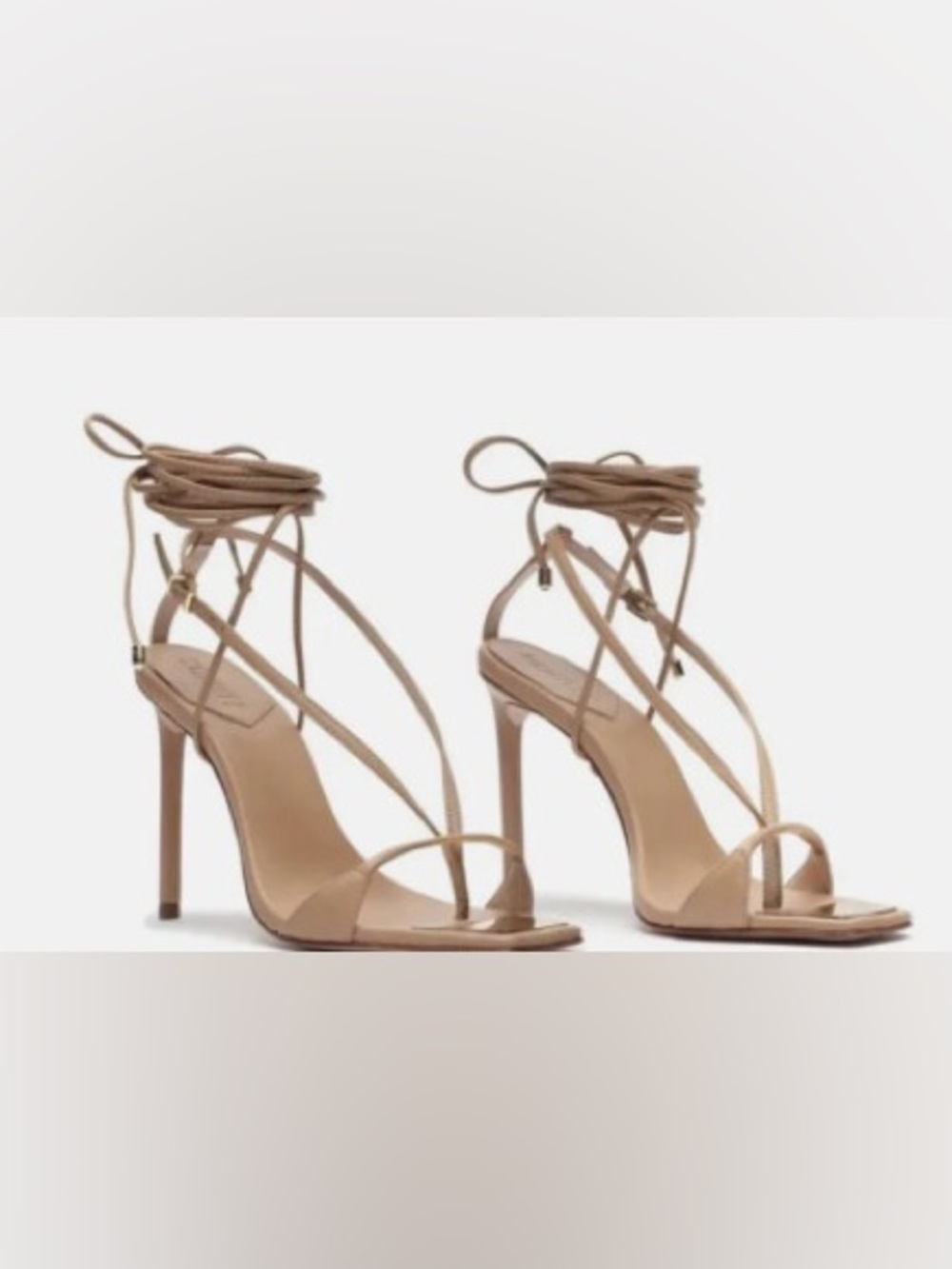SCHUTZ  Square-Toe Heels Vikki Leather Ankle-Wrap stiletto Sandals 8.5